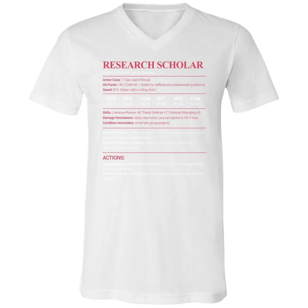 Research Scholar Unisex V-Neck T-Shirt - White - 5