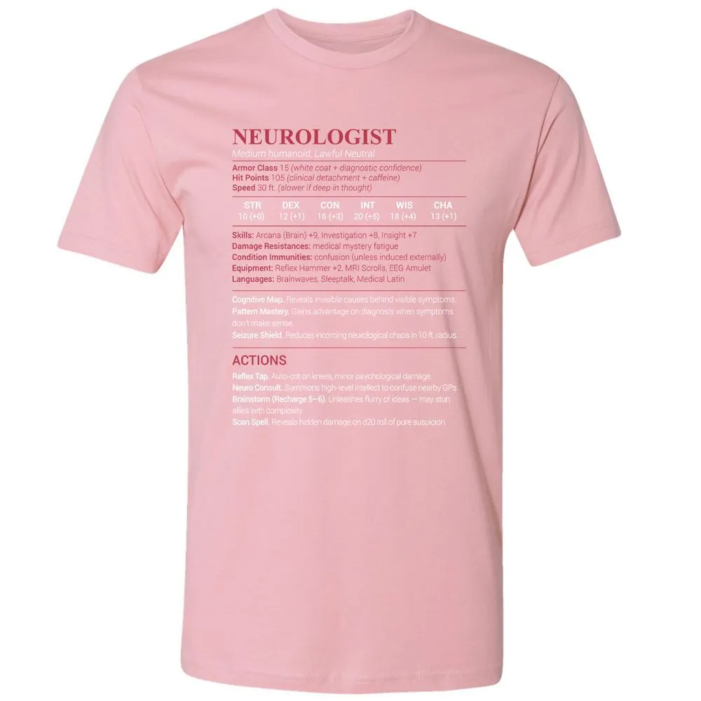 Neurologist Stats Premium Unisex T-Shirt - Light Pink - 3