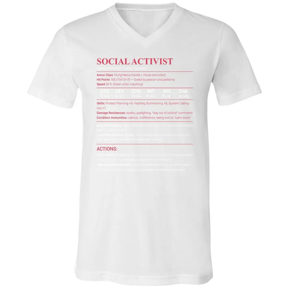 Social Activist Unisex V-Neck T-Shirt - White - 5