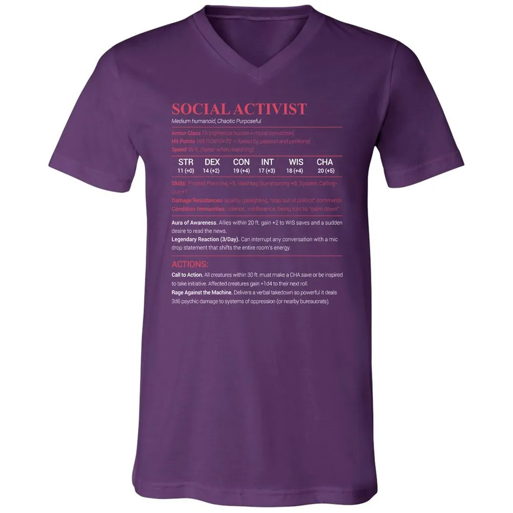 Social Activist Unisex V-Neck T-Shirt - Team Purple - 9