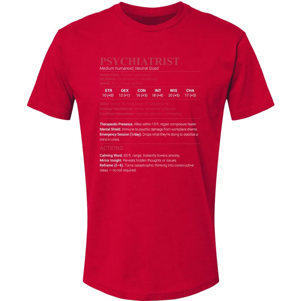 Psychiatrist Stats Premium Unisex T-Shirt - Red - 6