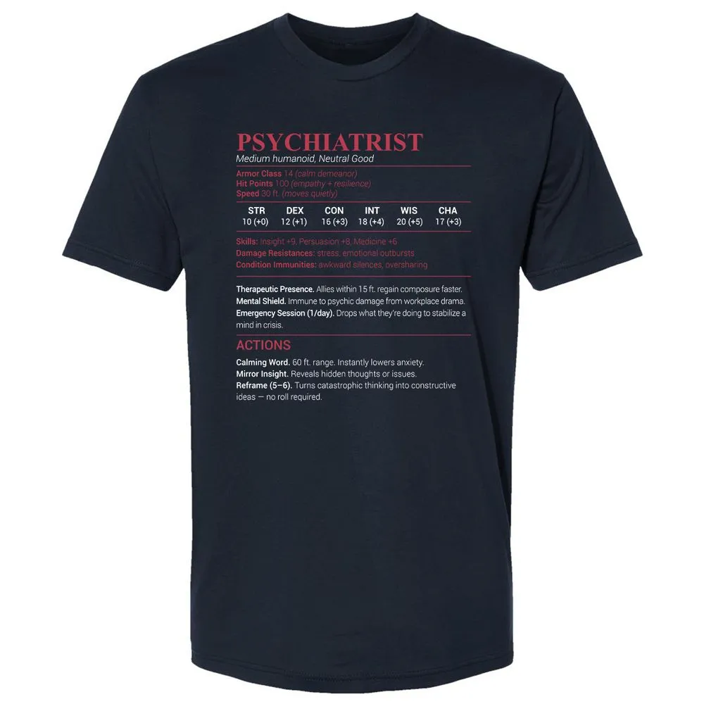 Psychiatrist Stats Premium Unisex T-Shirt - Midnight Navy - 2