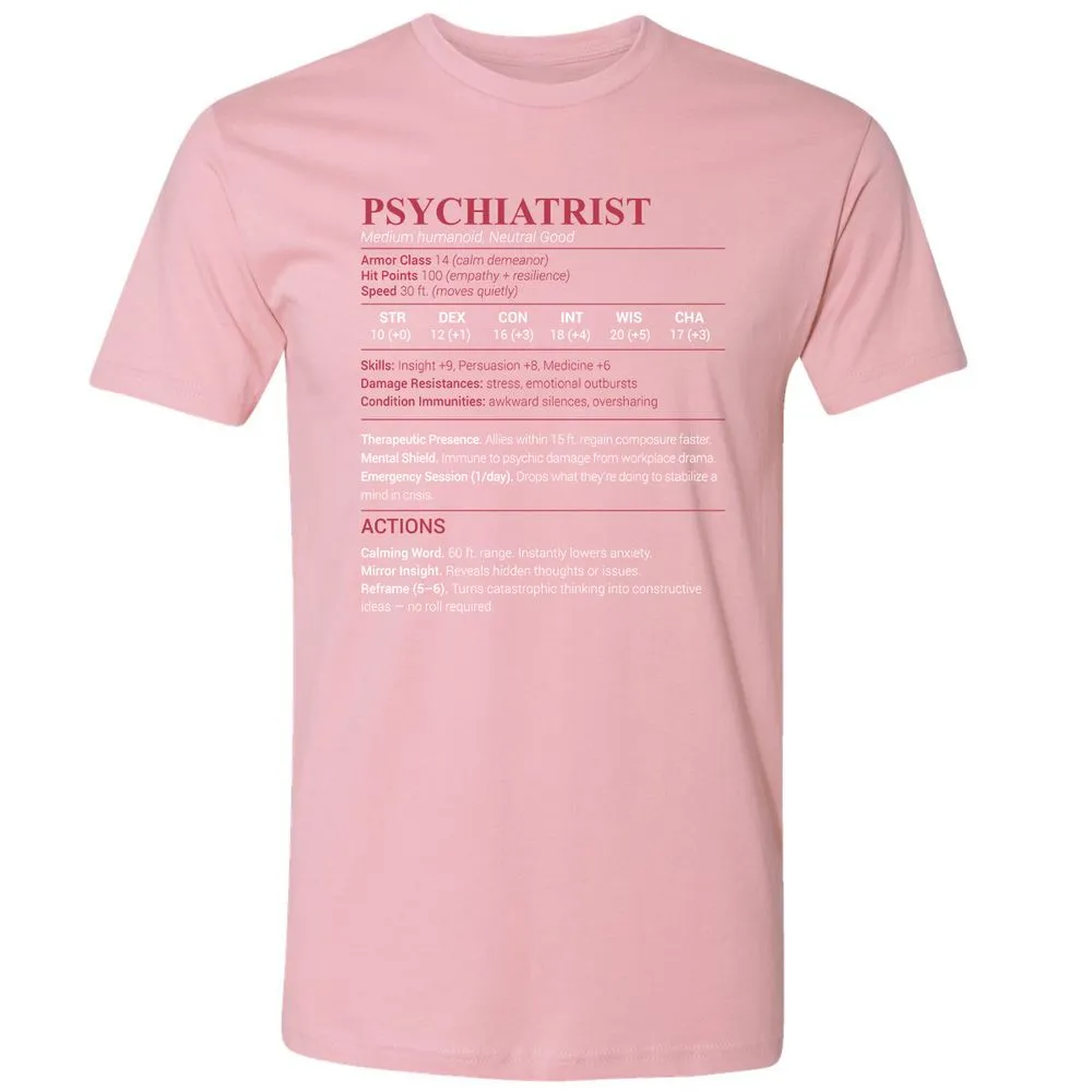 Psychiatrist Stats Premium Unisex T-Shirt - Light Pink - 3