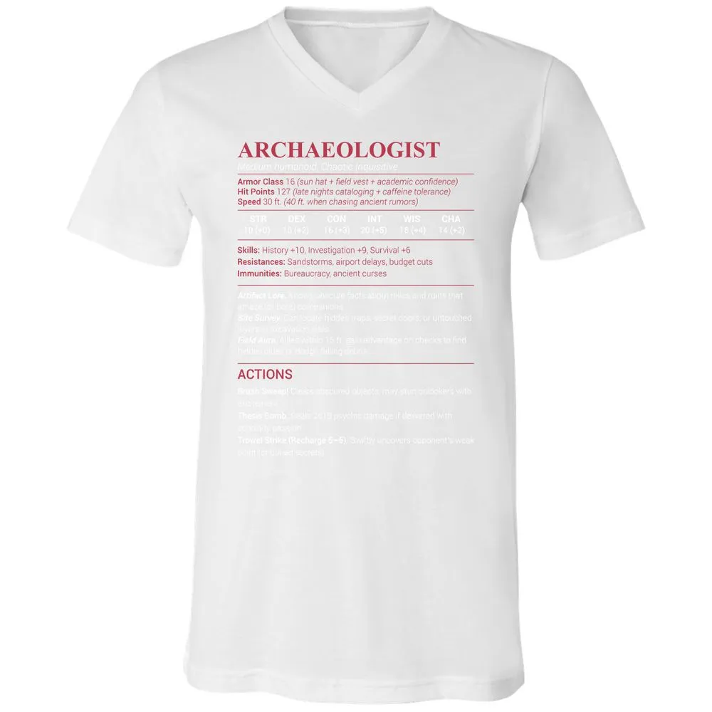 ARCHAEOLOGIST Unisex V-Neck T-Shirt - White - 5