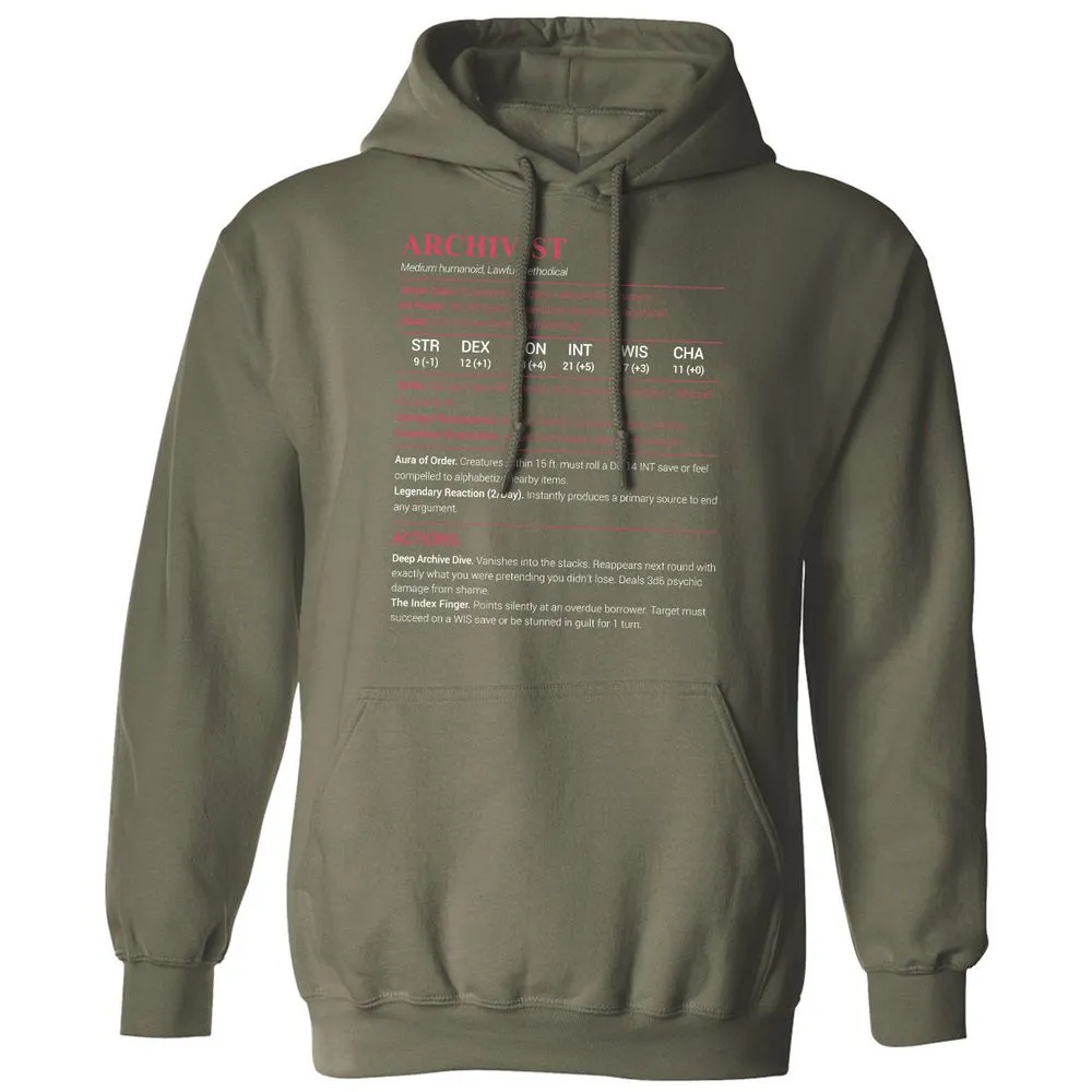 Archivist Stats Classic Unisex Hoodie - Military Green - 4
