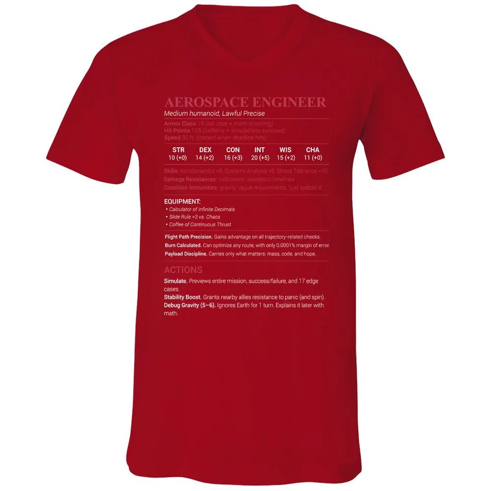 Aerospace Engineer Unisex V-Neck T-Shirt - Red - 3