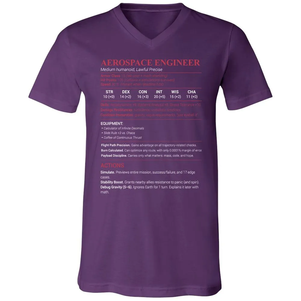 Aerospace Engineer Unisex V-Neck T-Shirt - Team Purple - 9