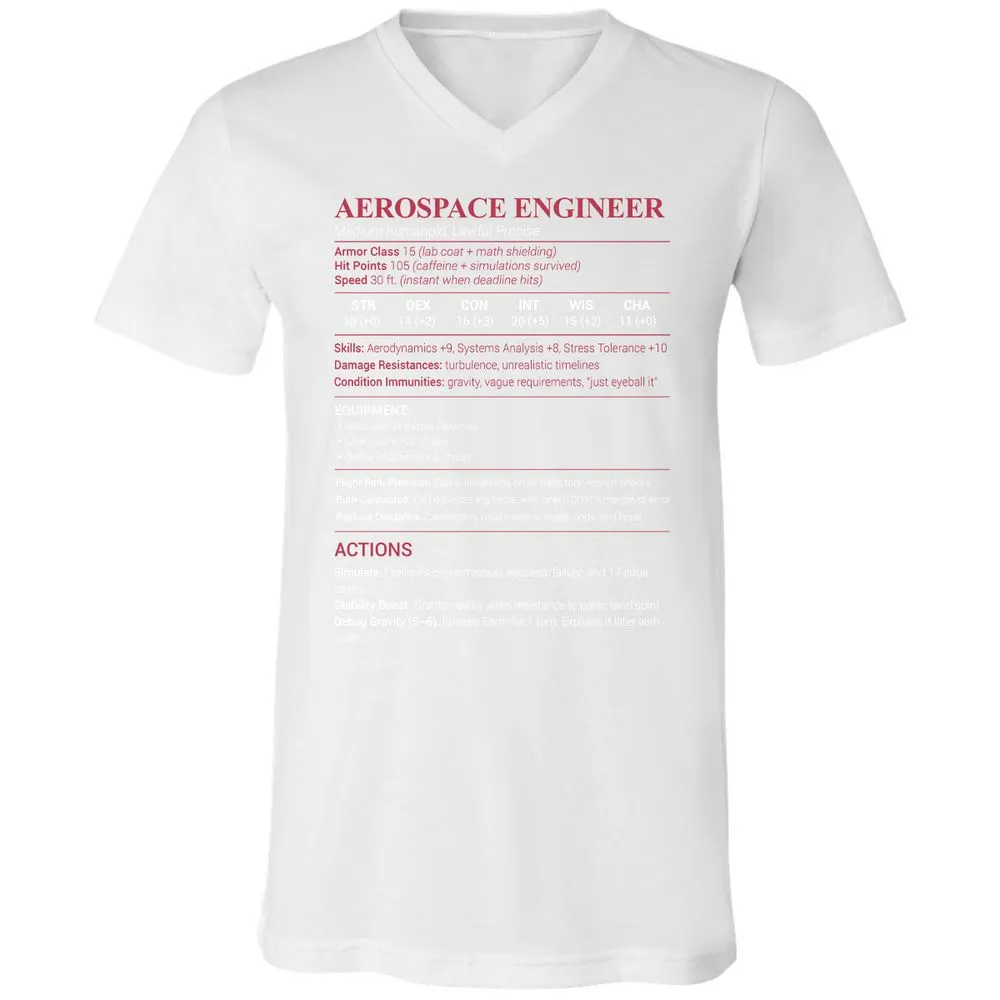 Aerospace Engineer Unisex V-Neck T-Shirt - White - 5