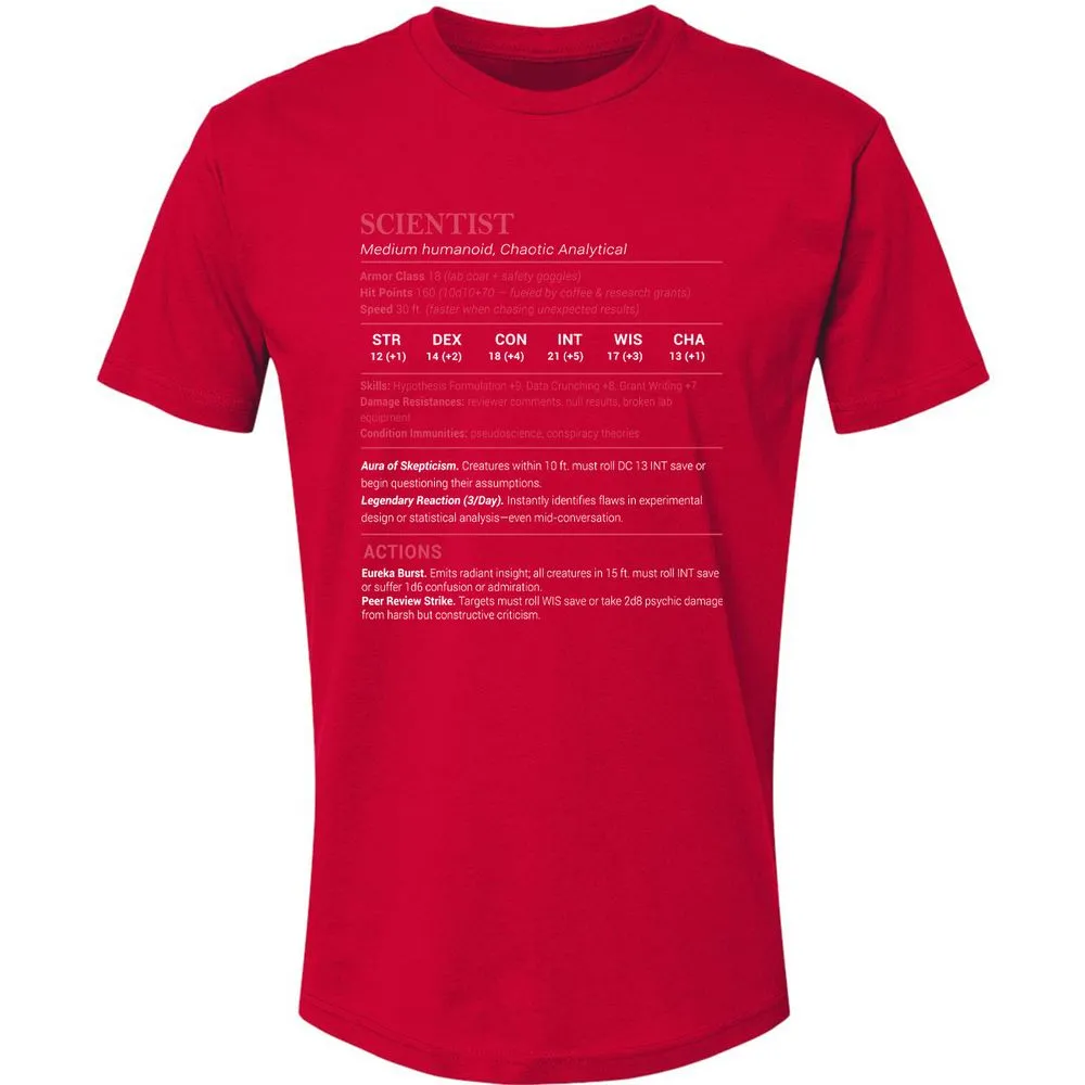 Scientist Stats Premium Unisex T-Shirt - Red - 6