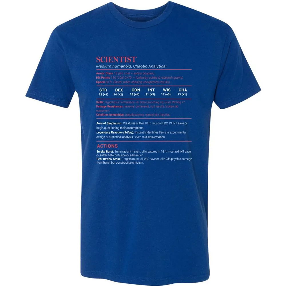 Scientist Stats Premium Unisex T-Shirt - Royal - 10