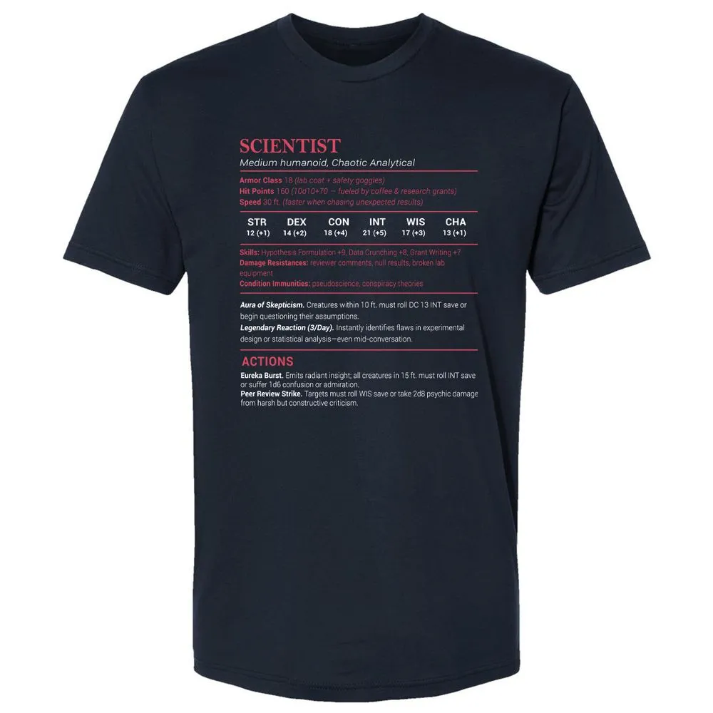 Scientist Stats Premium Unisex T-Shirt - Midnight Navy - 2