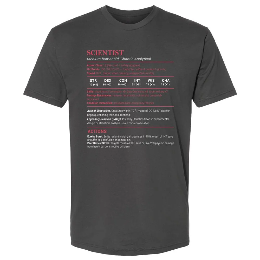 Scientist Stats Premium Unisex T-Shirt - Heavy Metal - 8