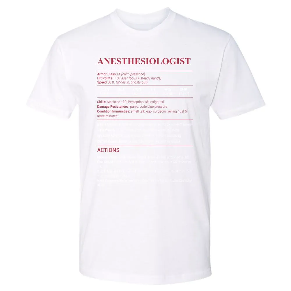 Anesthesiologist Stats Premium Unisex T-Shirt - White - 4
