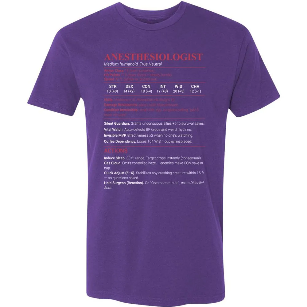 Anesthesiologist Stats Premium Unisex T-Shirt - Purple Rush - 7