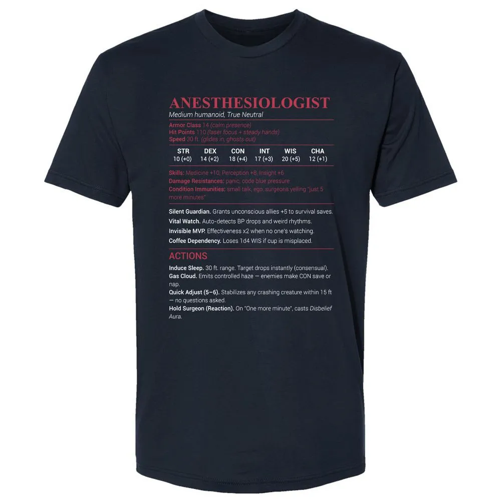 Anesthesiologist Stats Premium Unisex T-Shirt - Midnight Navy - 2
