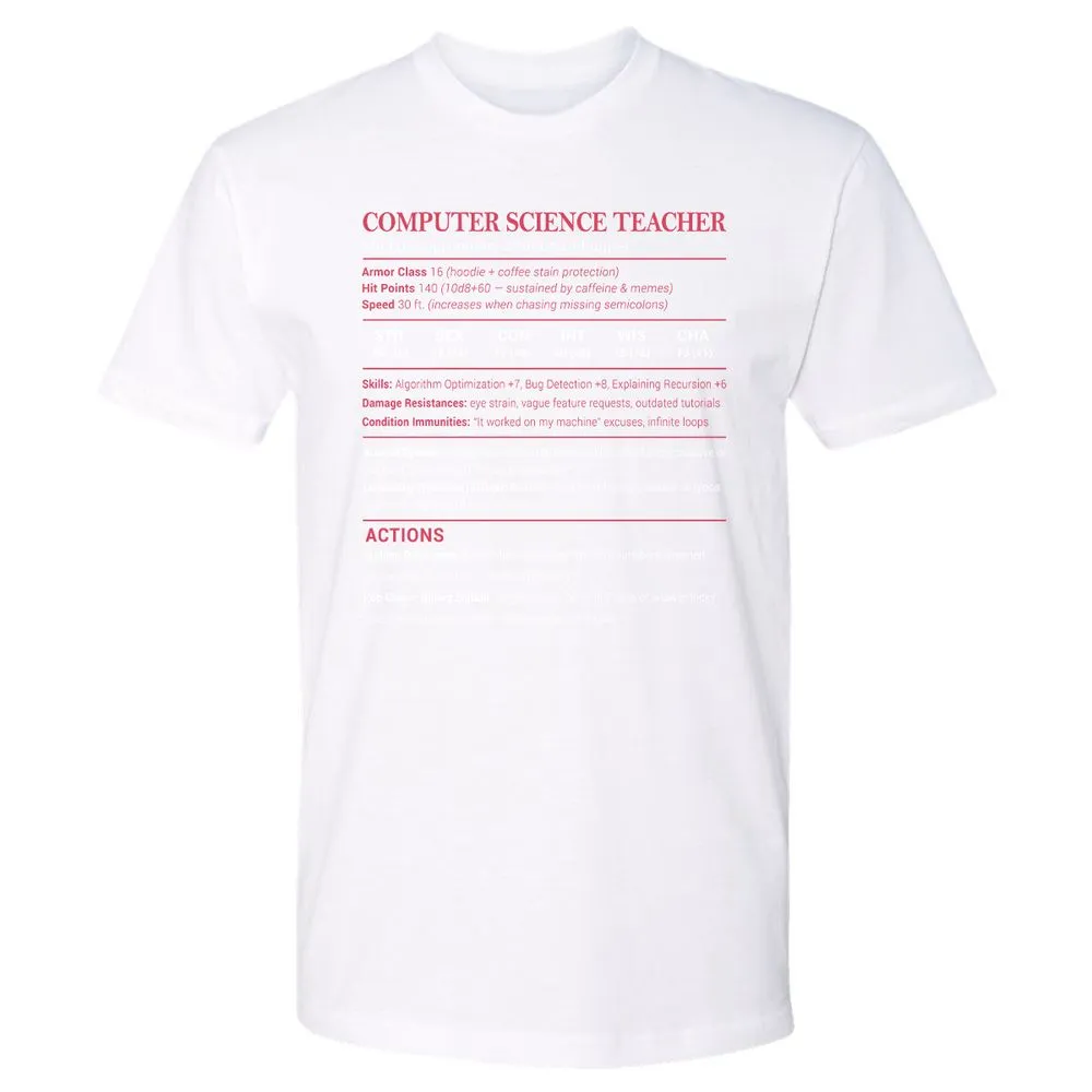 Computer Science Teacher Premium Unisex T-Shirt - White - 4