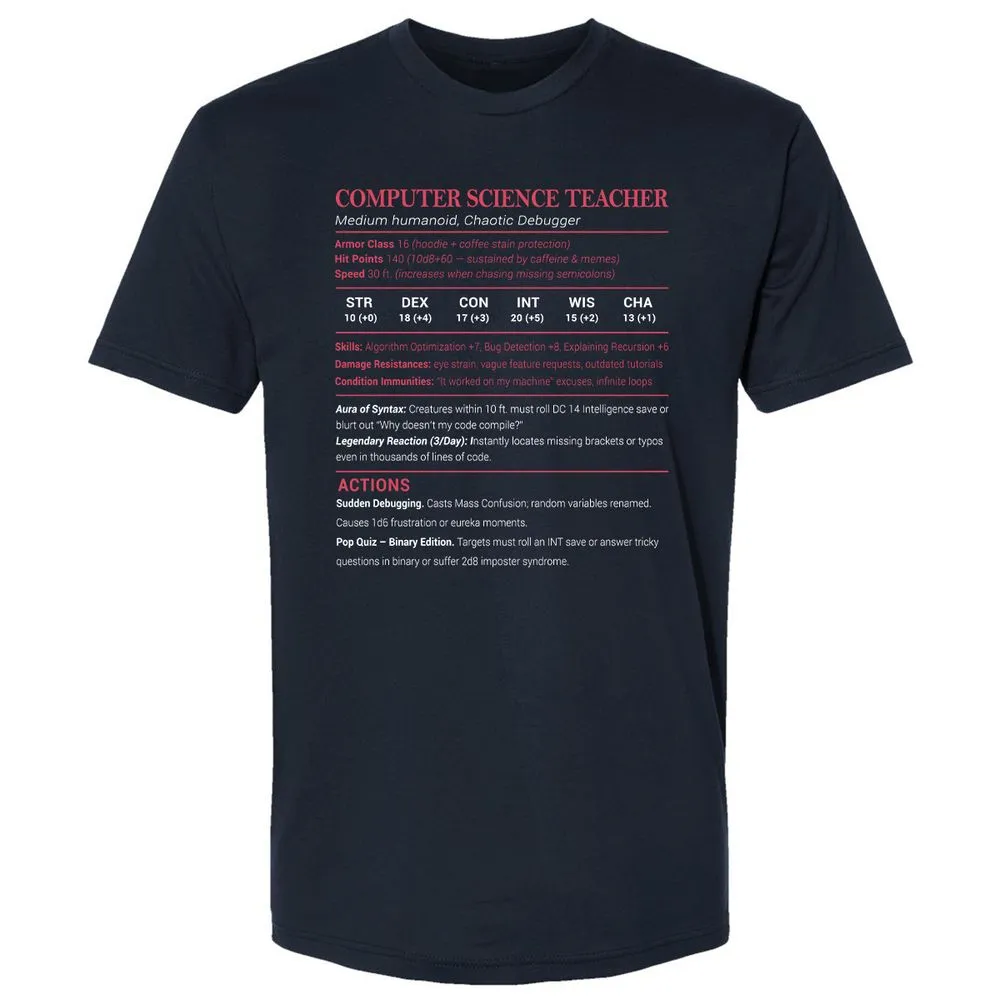 Computer Science Teacher Premium Unisex T-Shirt - Midnight Navy - 2