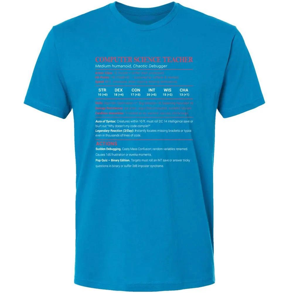 Computer Science Teacher Premium Unisex T-Shirt - Turquoise - 16
