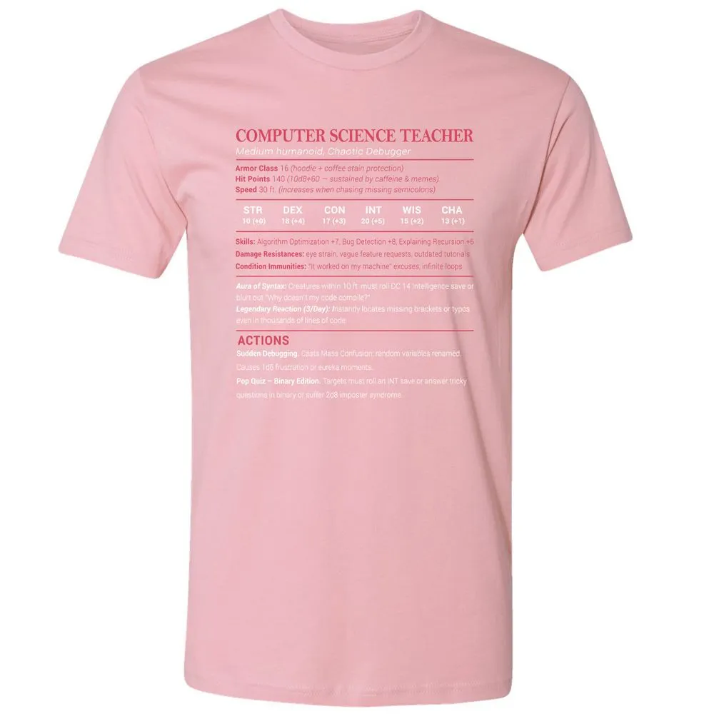 Computer Science Teacher Premium Unisex T-Shirt - Light Pink - 3