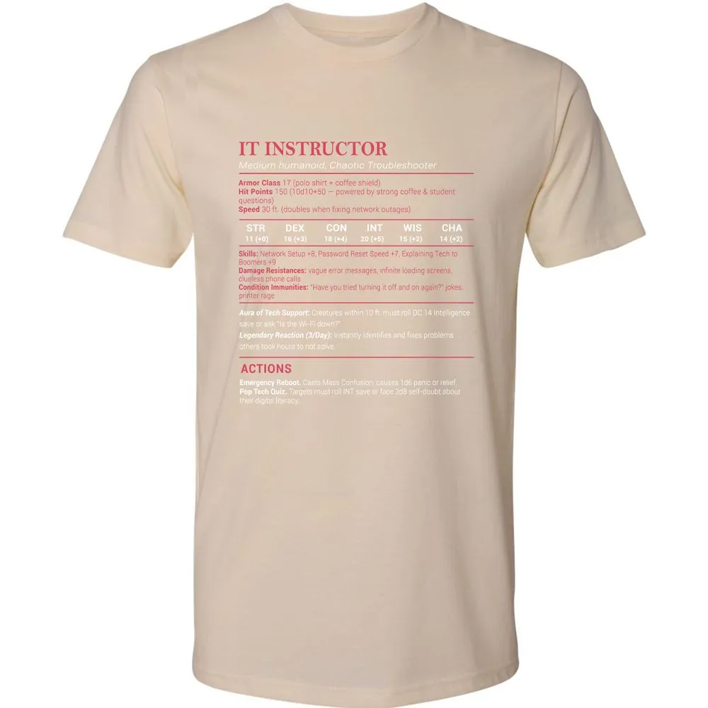 IT Instructor Premium Unisex T-Shirt - Cream - 14