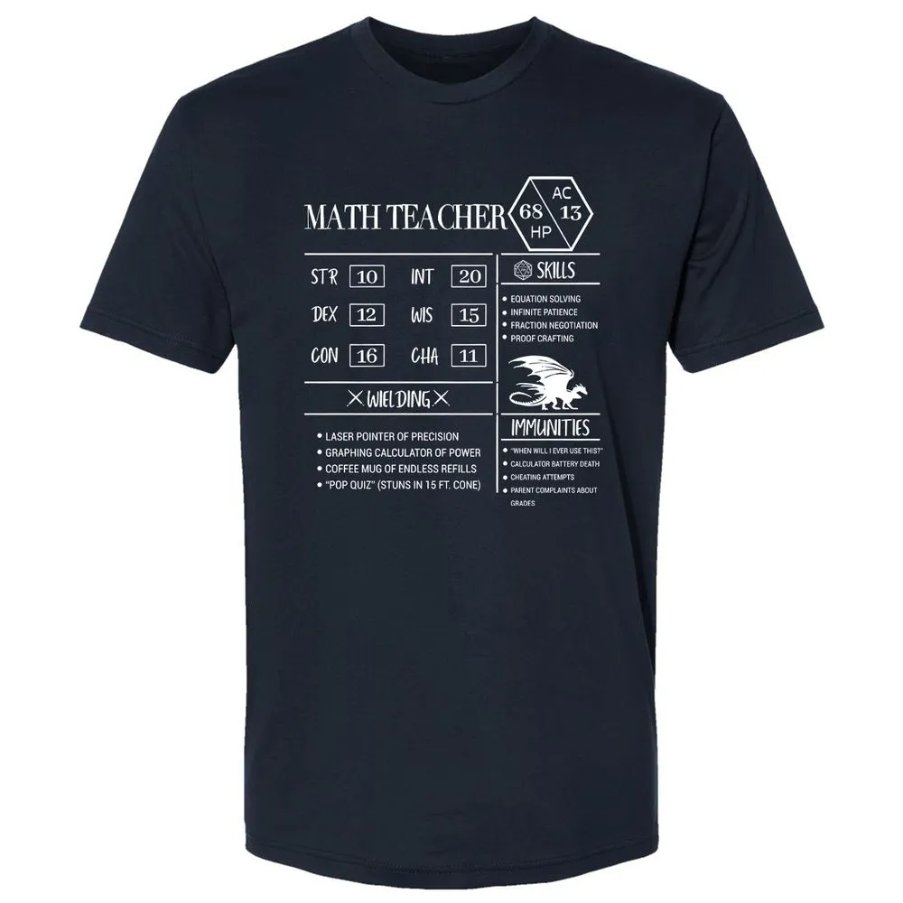 Math Teacher New Premium Unisex T-Shirt - Midnight Navy - 2