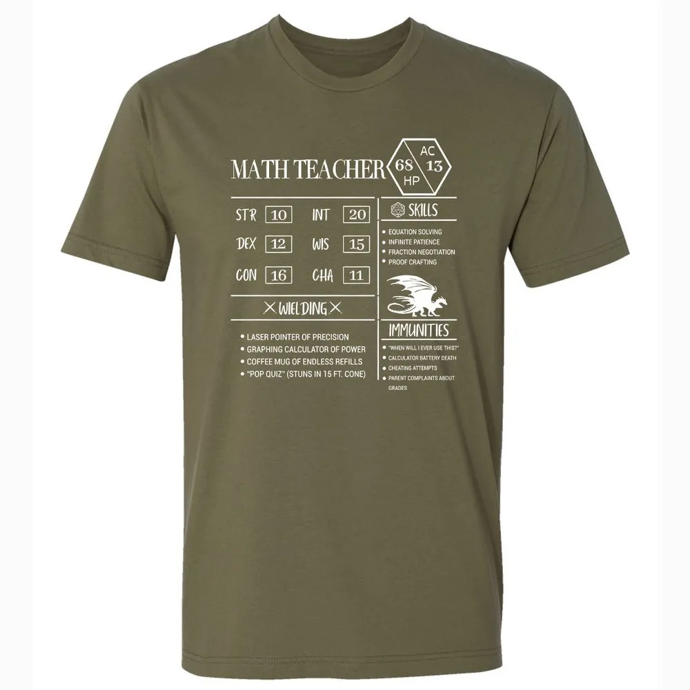 Math Teacher New Premium Unisex T-Shirt - Military Green - 5
