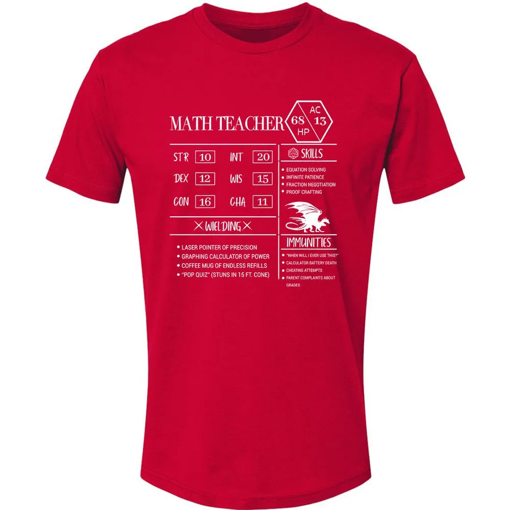 Math Teacher New Premium Unisex T-Shirt - Red - 6