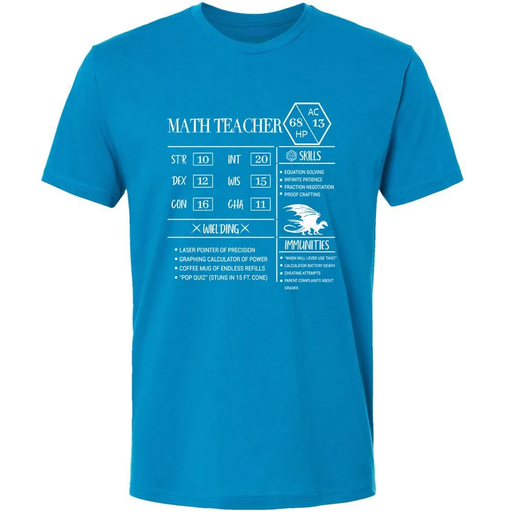 Math Teacher New Premium Unisex T-Shirt - Turquoise - 16