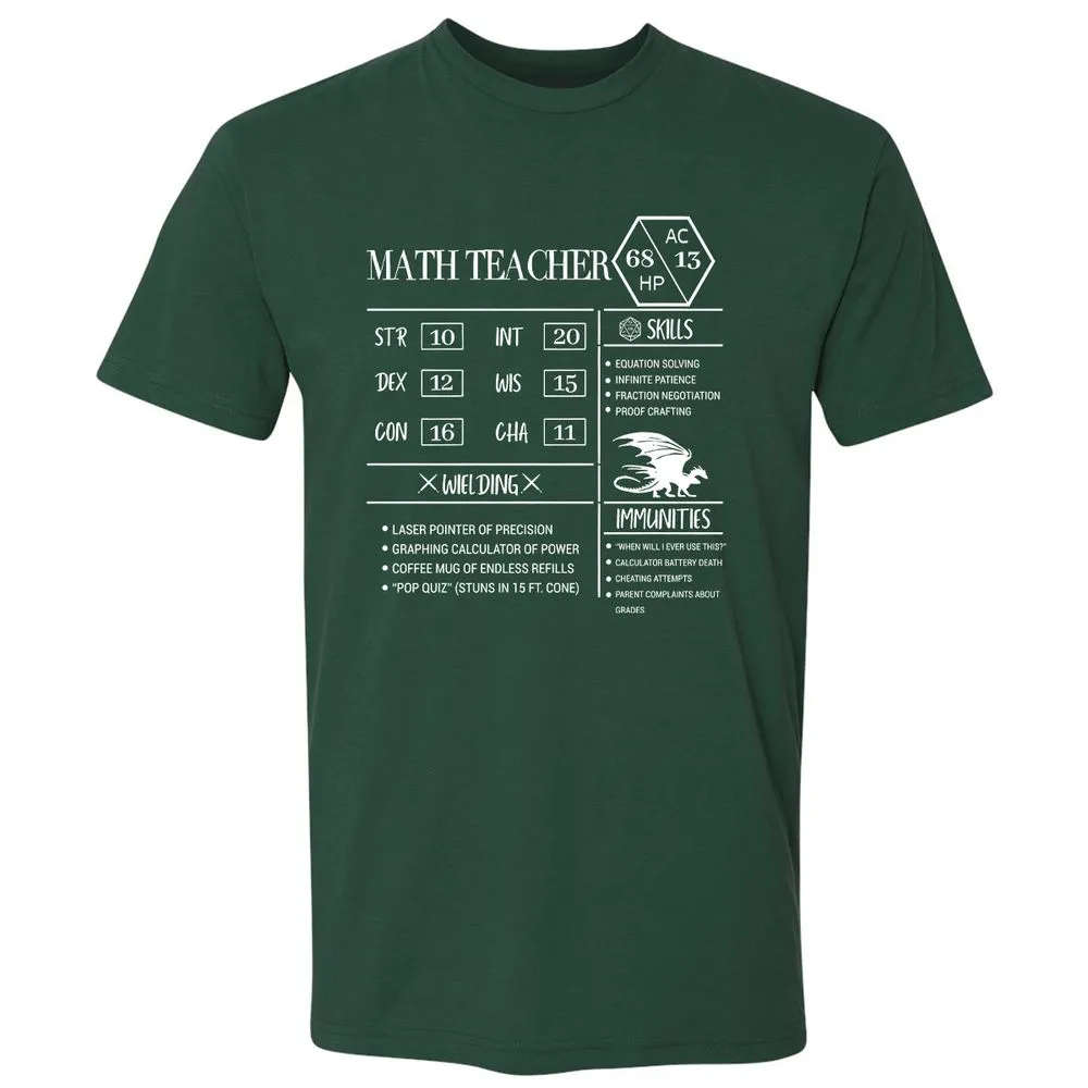 Math Teacher New Premium Unisex T-Shirt - Forest Green - 13