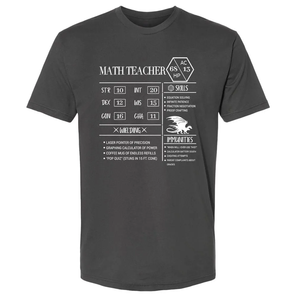 Math Teacher New Premium Unisex T-Shirt - Heavy Metal - 8