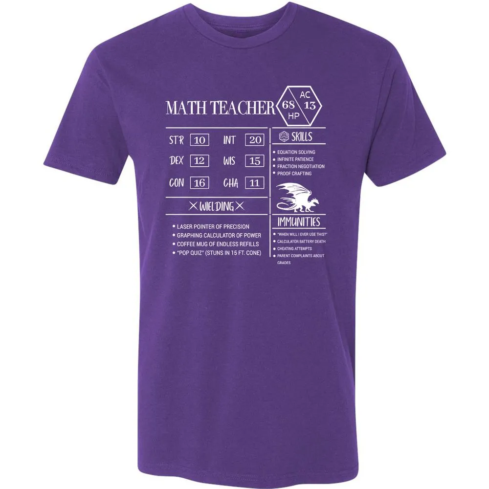 Math Teacher New Premium Unisex T-Shirt - Purple Rush - 7