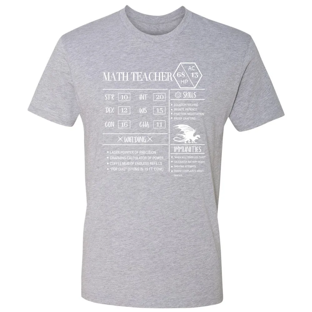 Math Teacher New Premium Unisex T-Shirt - Heather Grey - 9