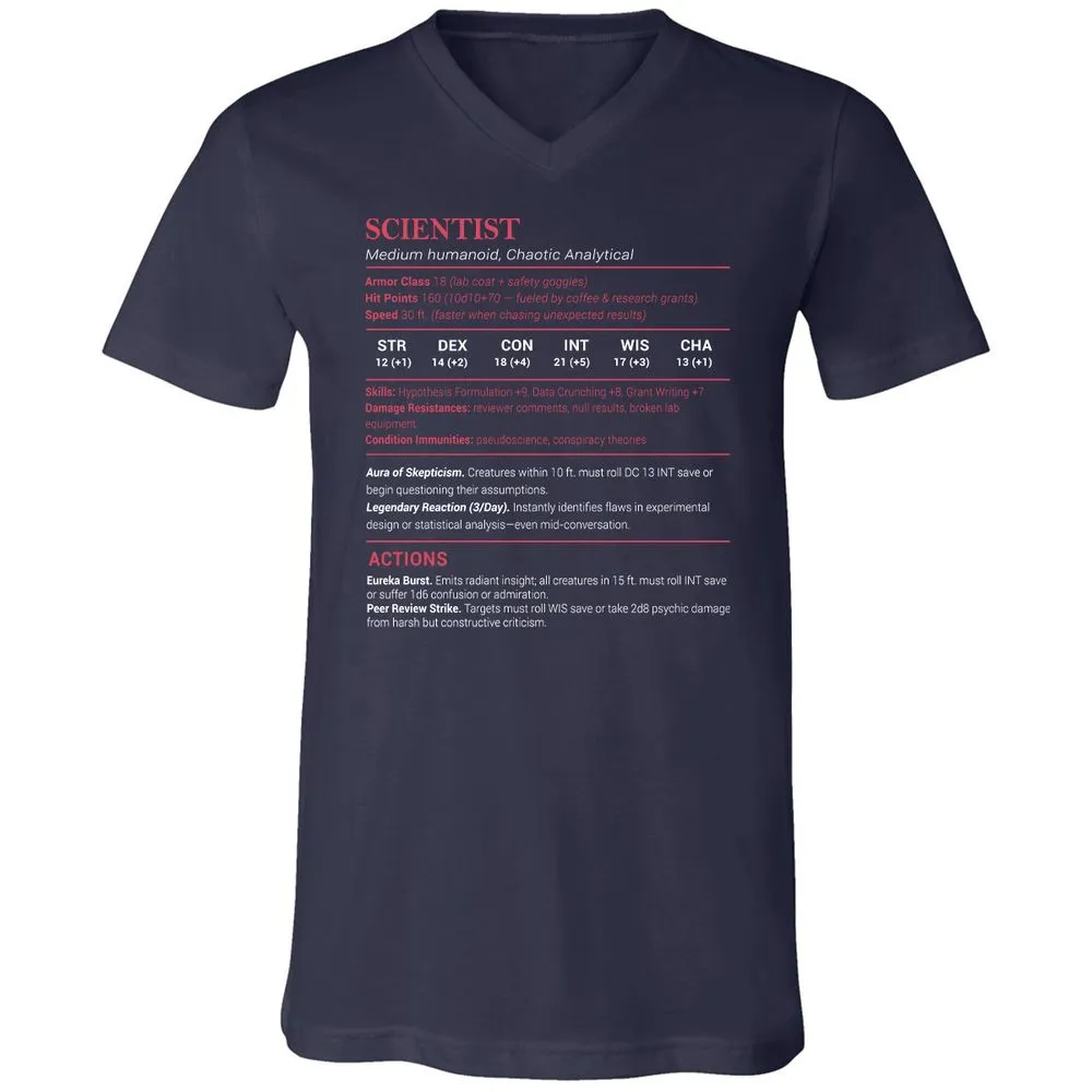 Scientist Stats Unisex V-Neck T-Shirt - Navy - 2
