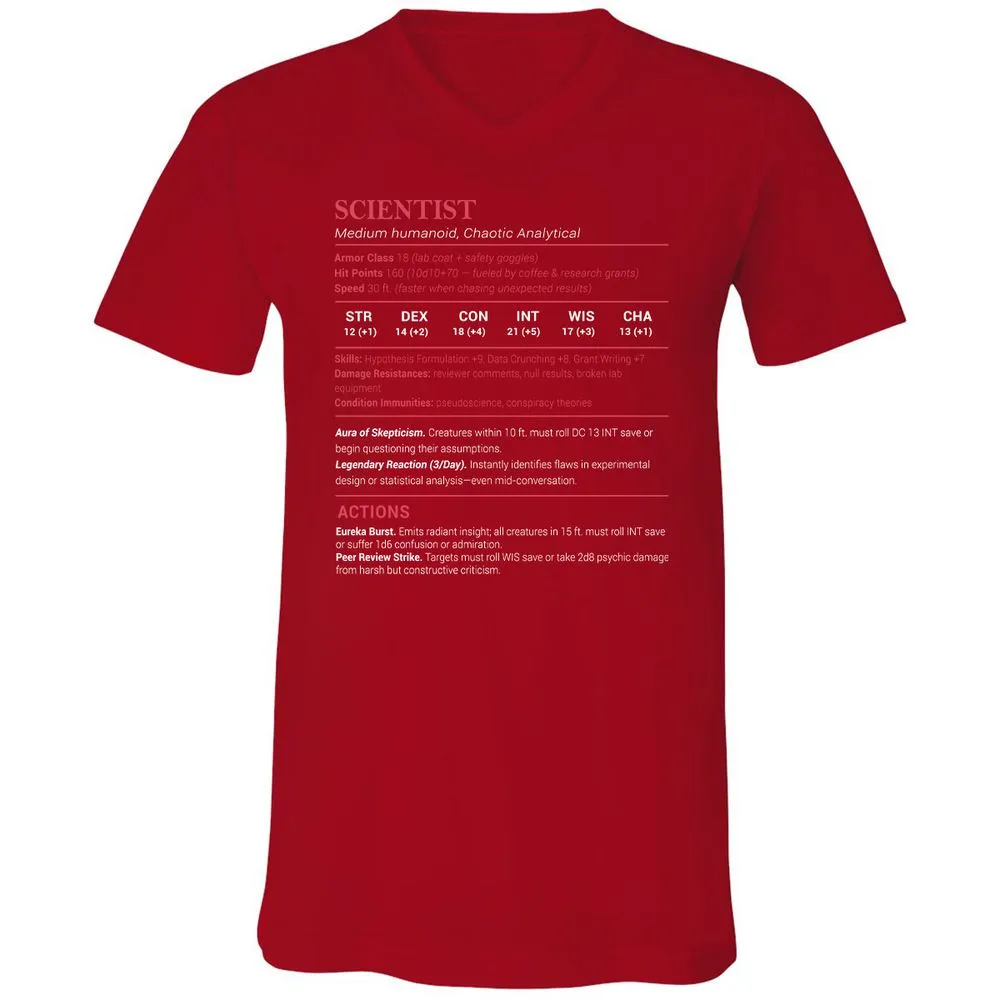 Scientist Stats Unisex V-Neck T-Shirt - Red - 3