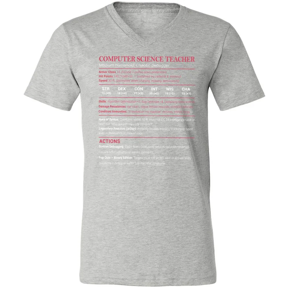 Computer Science Teacher Unisex V-Neck T-Shirt - Athletic Heather - 7