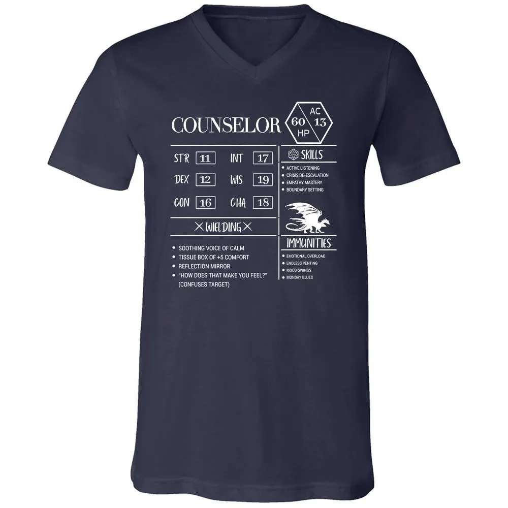 Counselor New Unisex V-Neck T-Shirt - Navy - 2