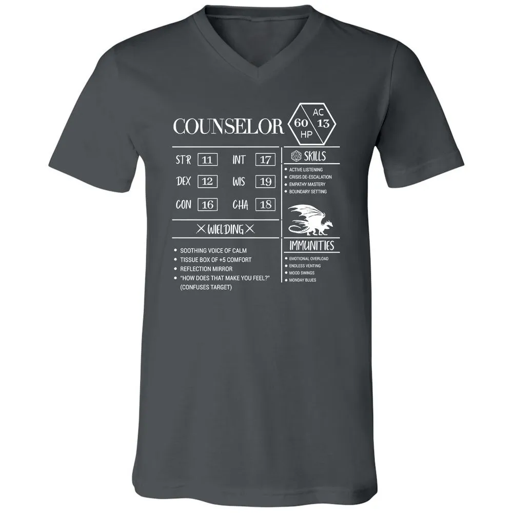Counselor New Unisex V-Neck T-Shirt - Asphalt - 12