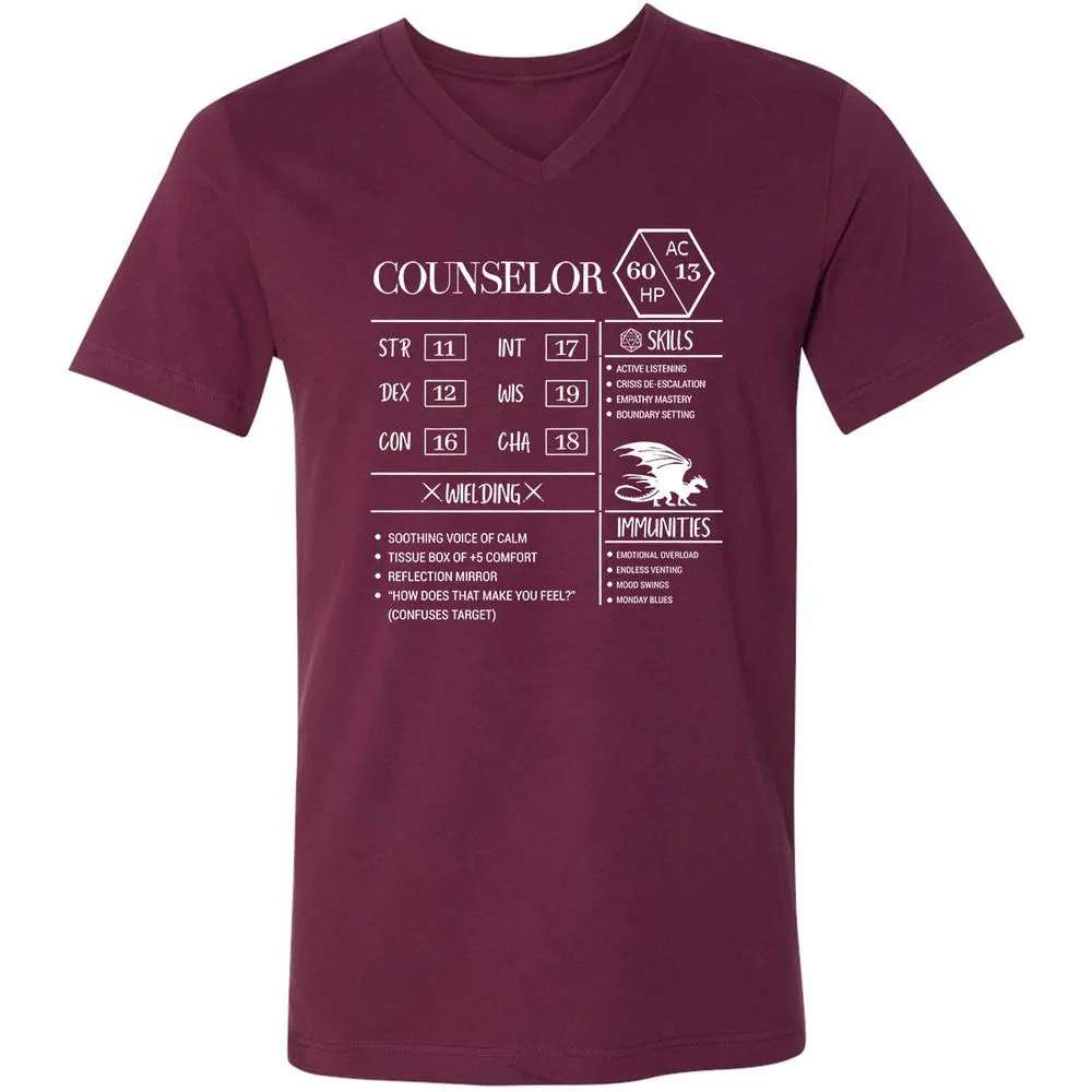 Counselor New Unisex V-Neck T-Shirt - Maroon - 6