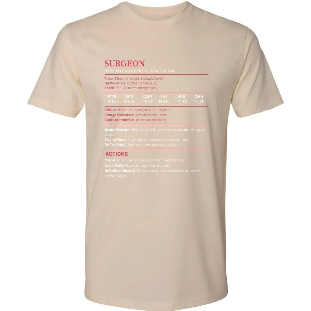 Surgeon Stats Premium Unisex T-Shirt - Cream - 14