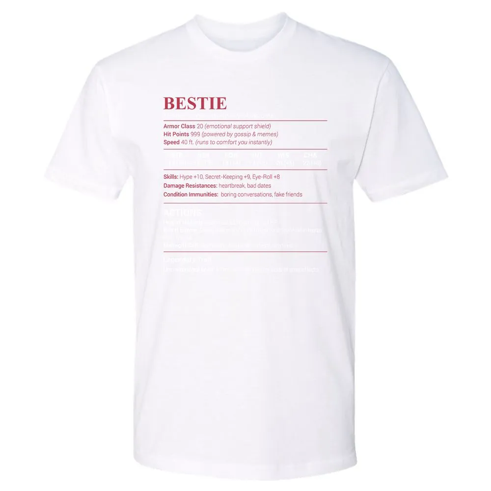 Bestie Stats Premium Unisex T-Shirt - White - 4
