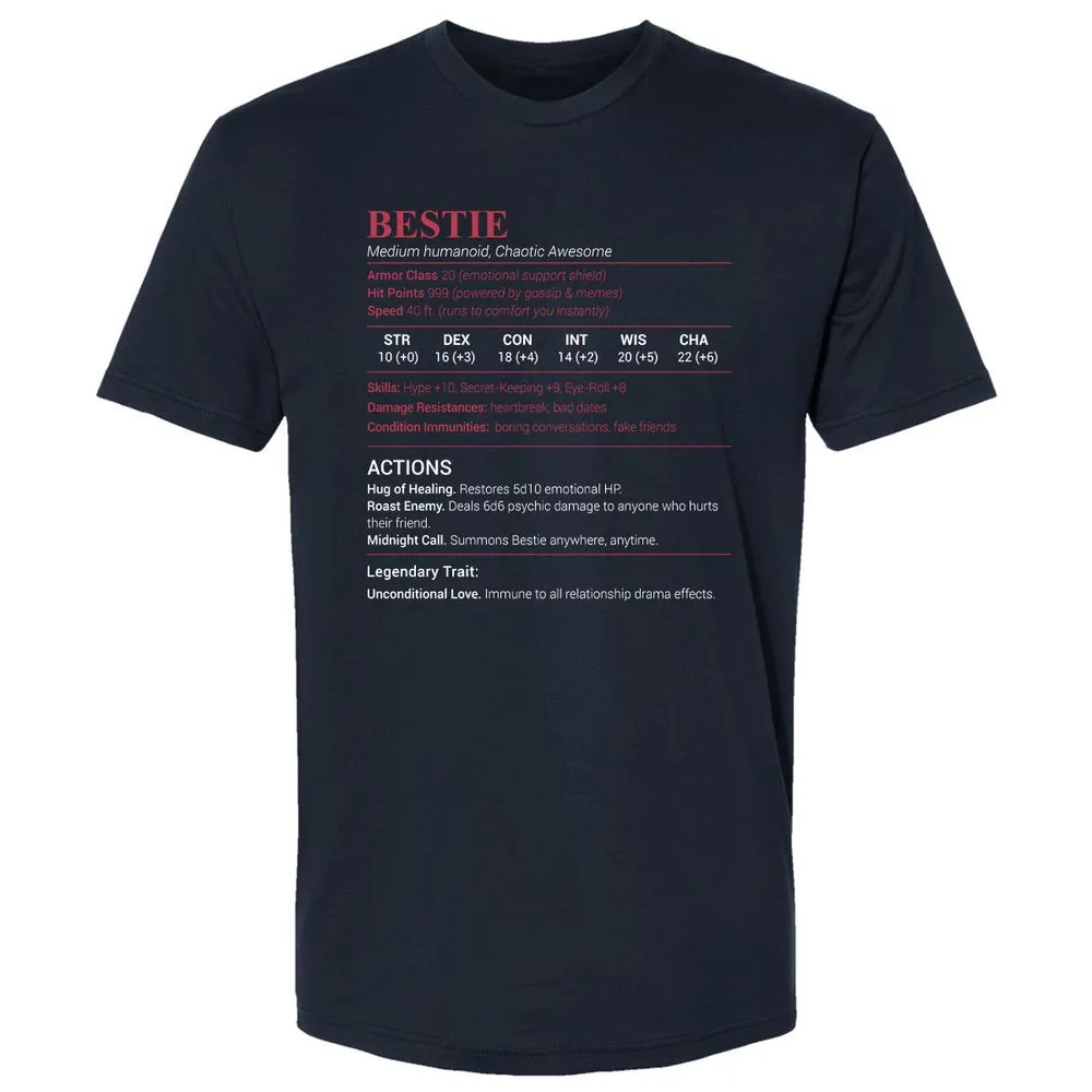 Bestie Stats Premium Unisex T-Shirt - Midnight Navy - 2