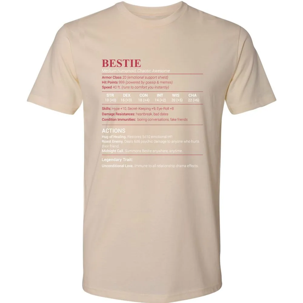 Bestie Stats Premium Unisex T-Shirt - Cream - 14