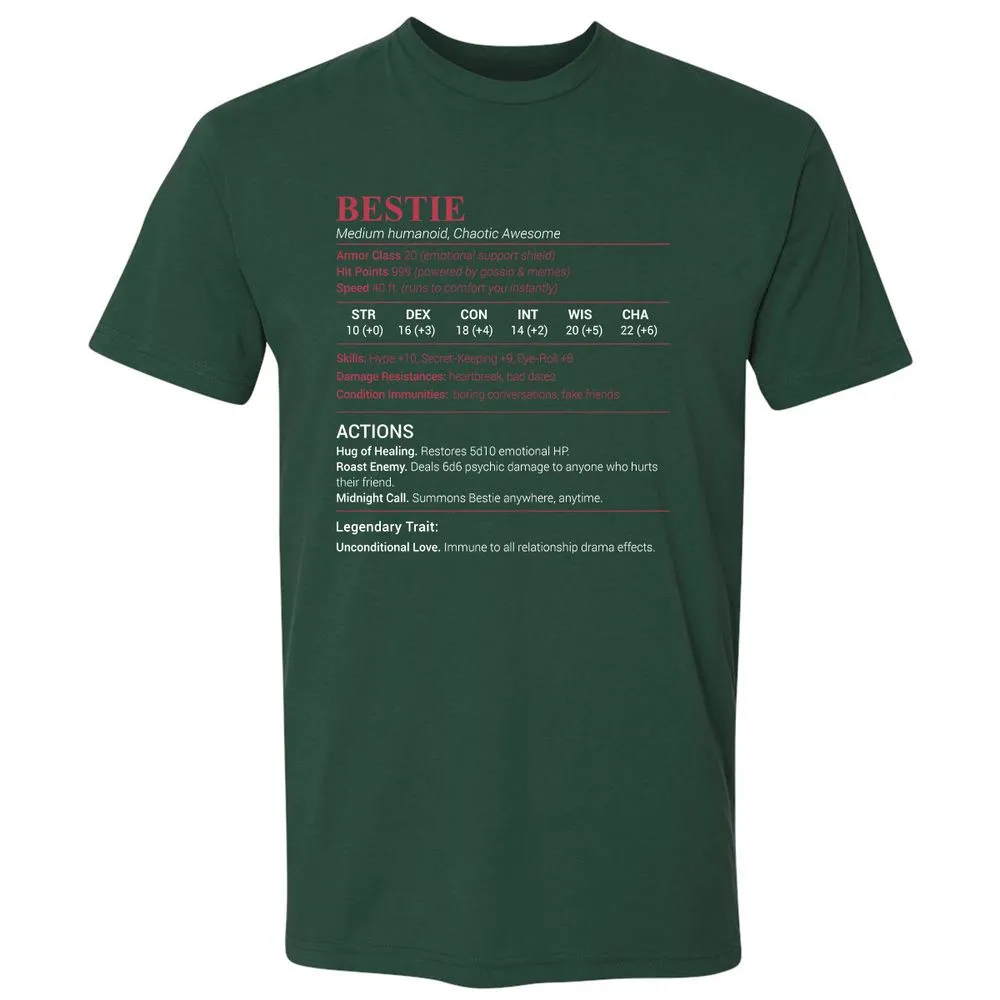 Bestie Stats Premium Unisex T-Shirt - Forest Green - 13