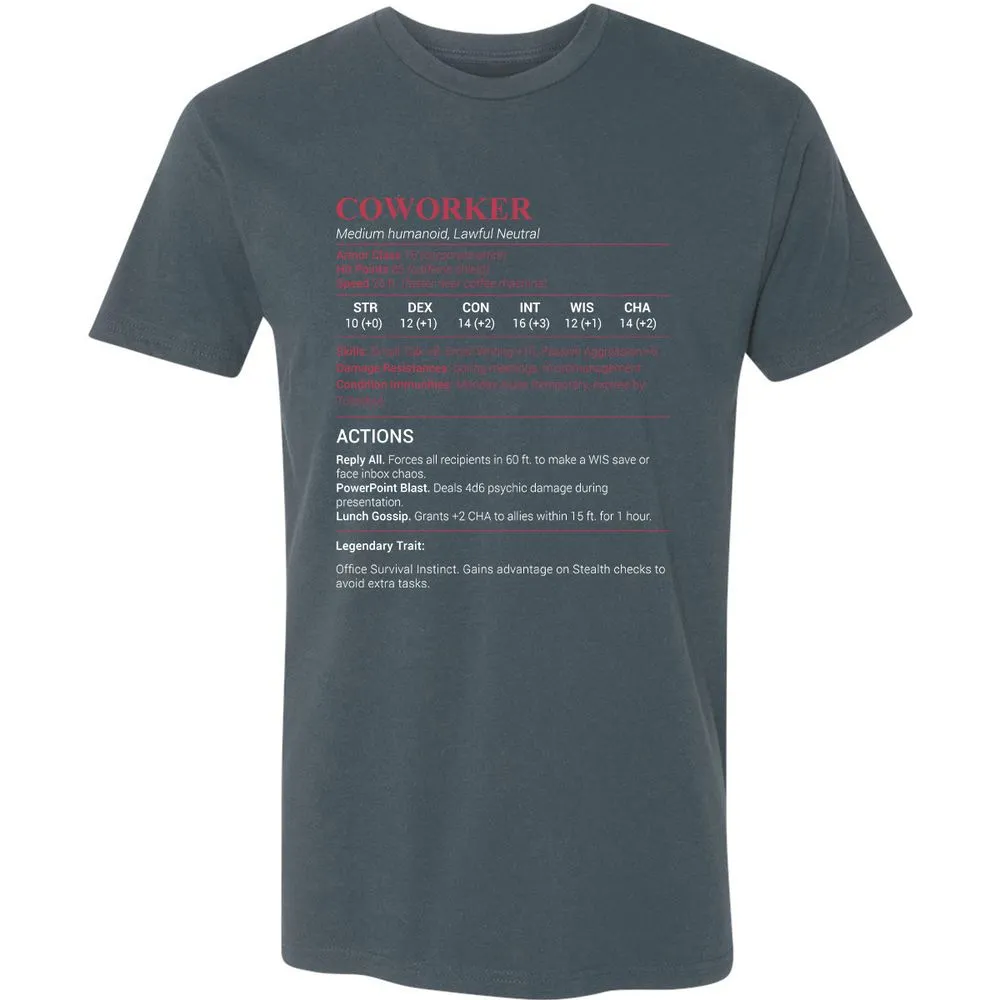 Coworker Stats Premium Unisex T-Shirt - Indigo - 15