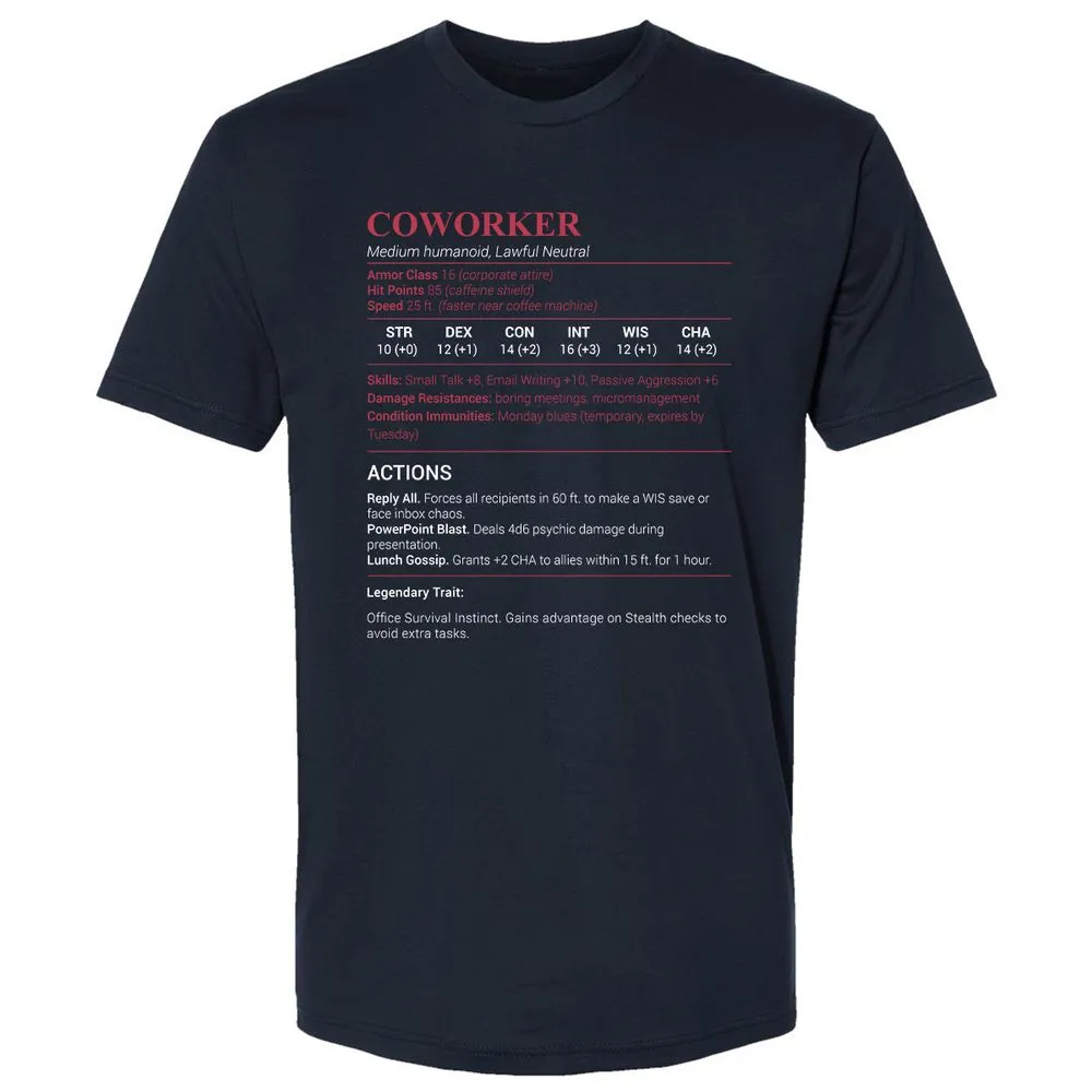 Coworker Stats Premium Unisex T-Shirt - Midnight Navy - 2
