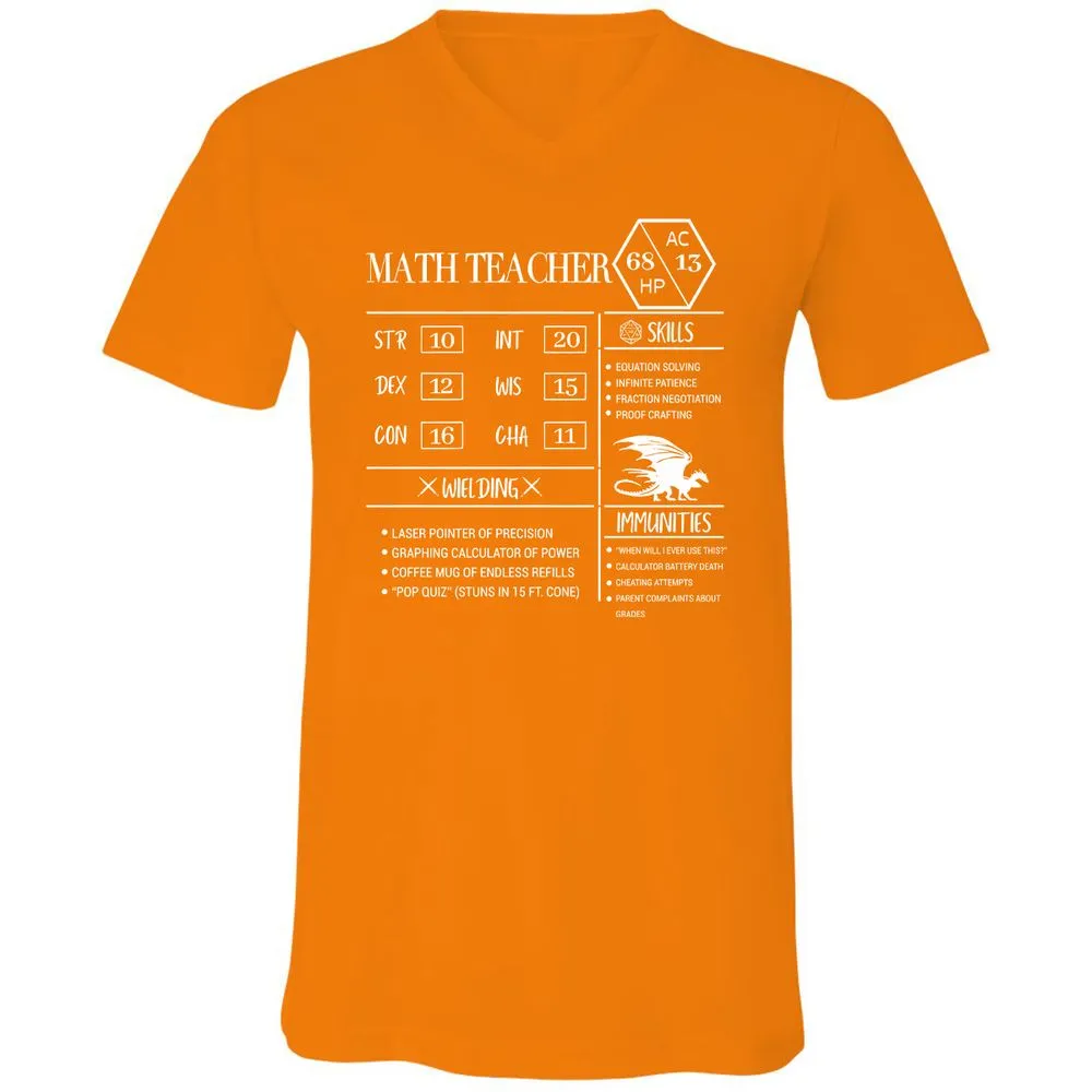 Math Teacher New Unisex V-Neck T-Shirt - Orange - 11