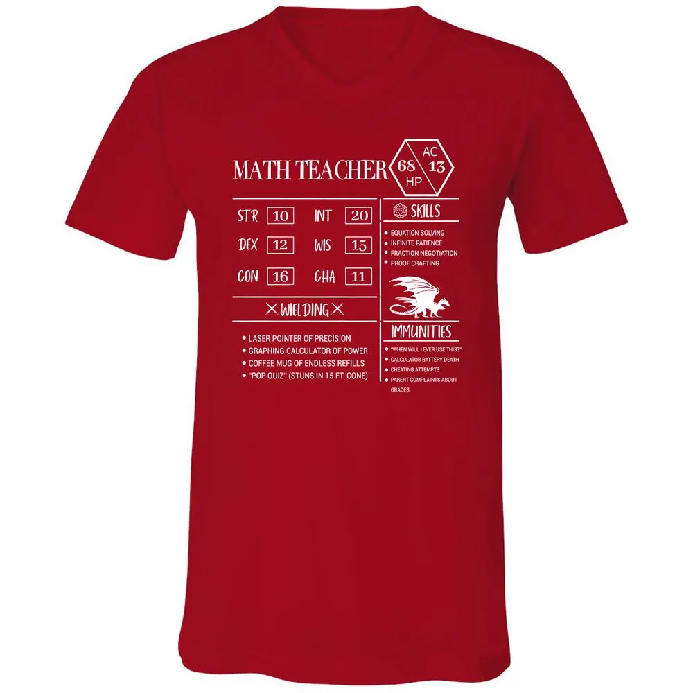 Math Teacher New Unisex V-Neck T-Shirt - Red - 3