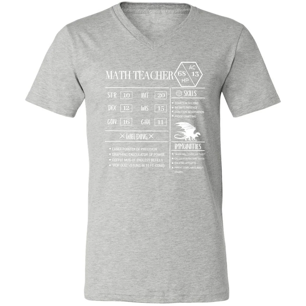Math Teacher New Unisex V-Neck T-Shirt - Athletic Heather - 7
