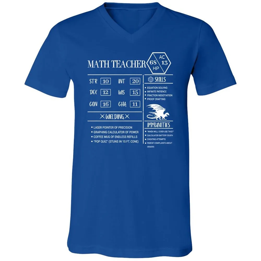 Math Teacher New Unisex V-Neck T-Shirt - True Royal - 4