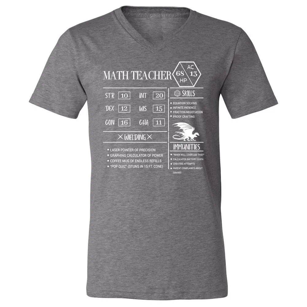 Math Teacher New Unisex V-Neck T-Shirt - Deep Heather - 13